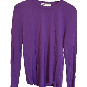Zara Purple Fitted Long Sleeve T-Shirt